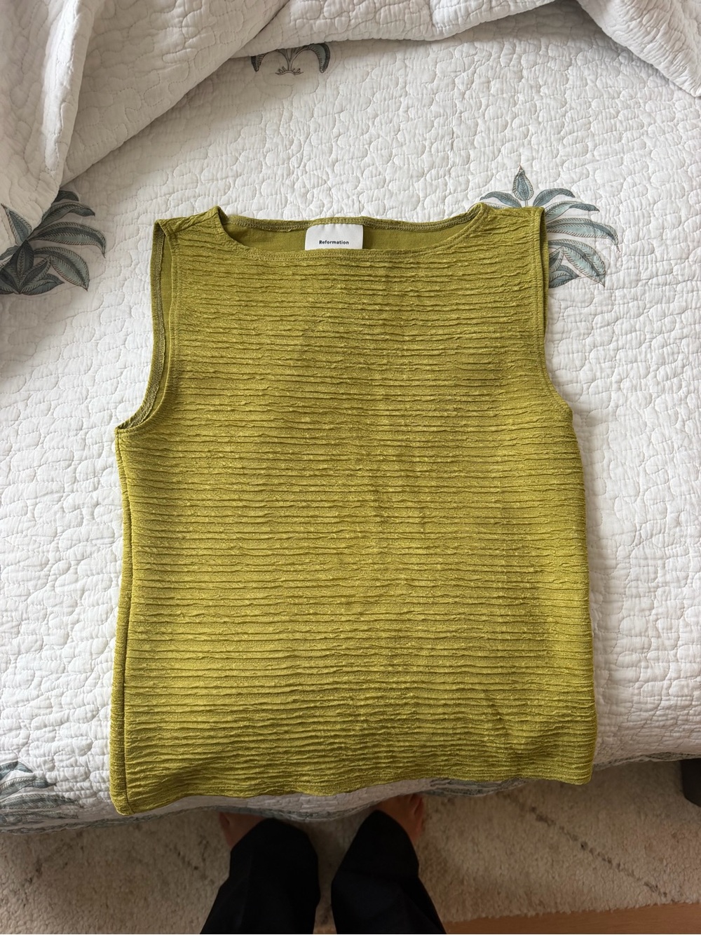 Reformation Chartreuse Ribbed Knit Tank